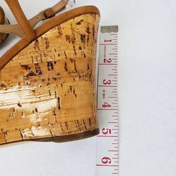 Salvatore Ferragamo Platform Cork Wedges Brown Leather SandalsItaly